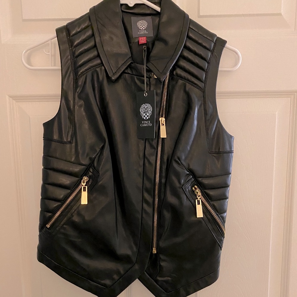BNWT Black Vegan Leather Vest